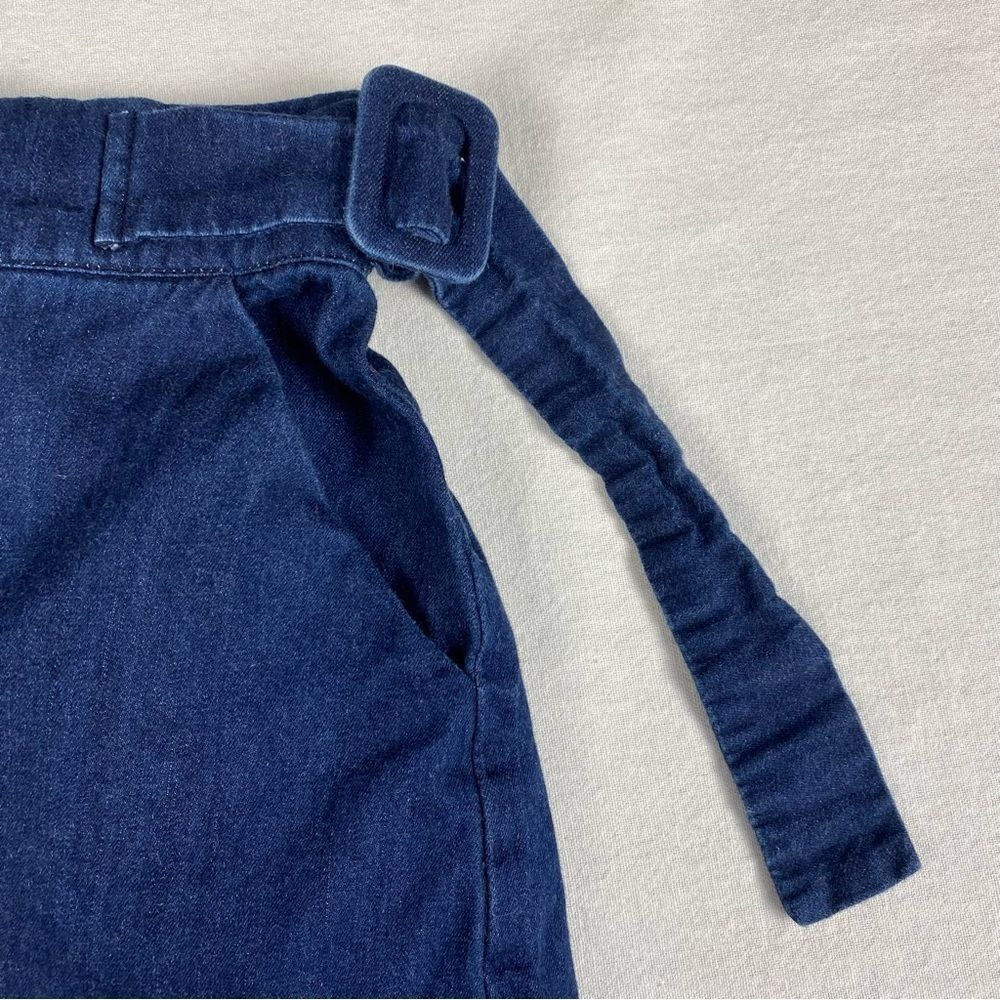 Forever 21 Contemporary Wide Leg Cropped Denim Pants Belted Dark Wash M - Picture 4 of 10